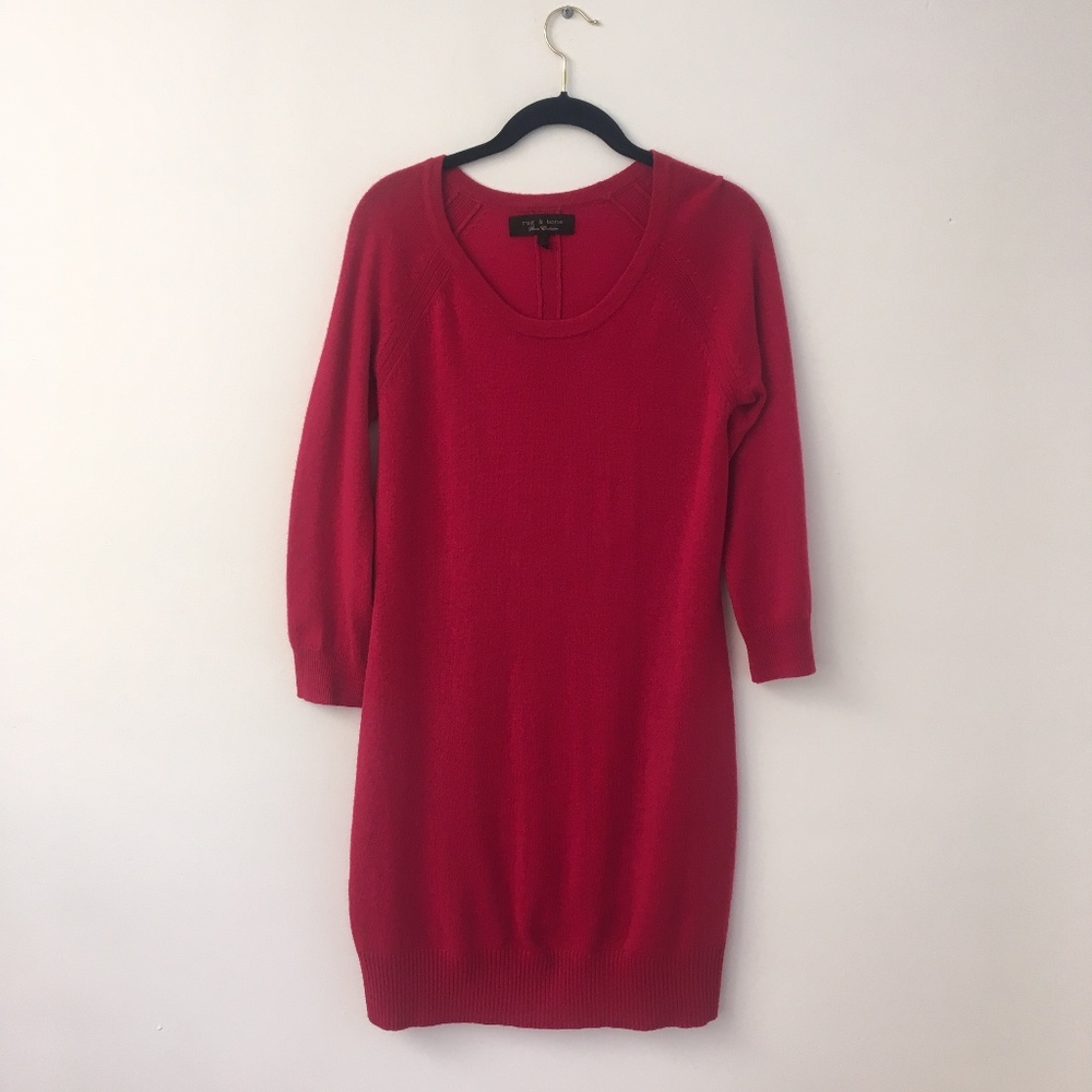 Red Cashmere Sweater Dress